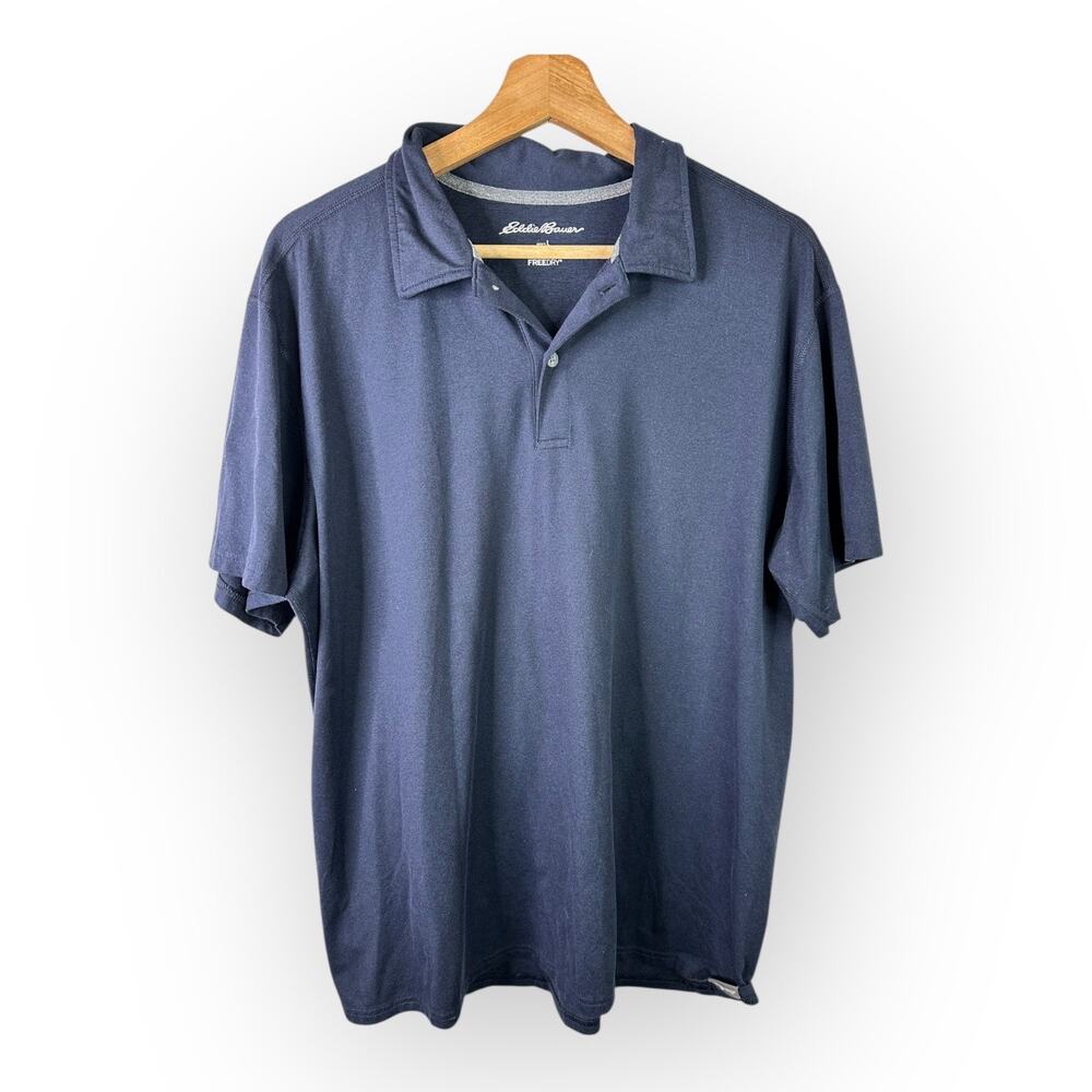 Eddie Bauer Mens size Large Free Dry Short Sleeve Polo Shirt Blue